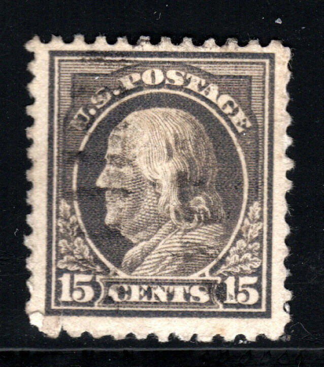 U.S. Stamp – (circa 1917-1919) – 15¢ Benjamin Franklin (perf 12) SC# 514