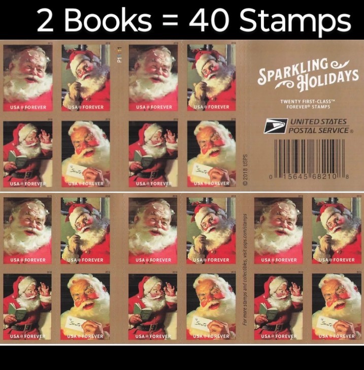 40 FOREVER STAMPS USPS SANTA CHRISTMAS CARDS