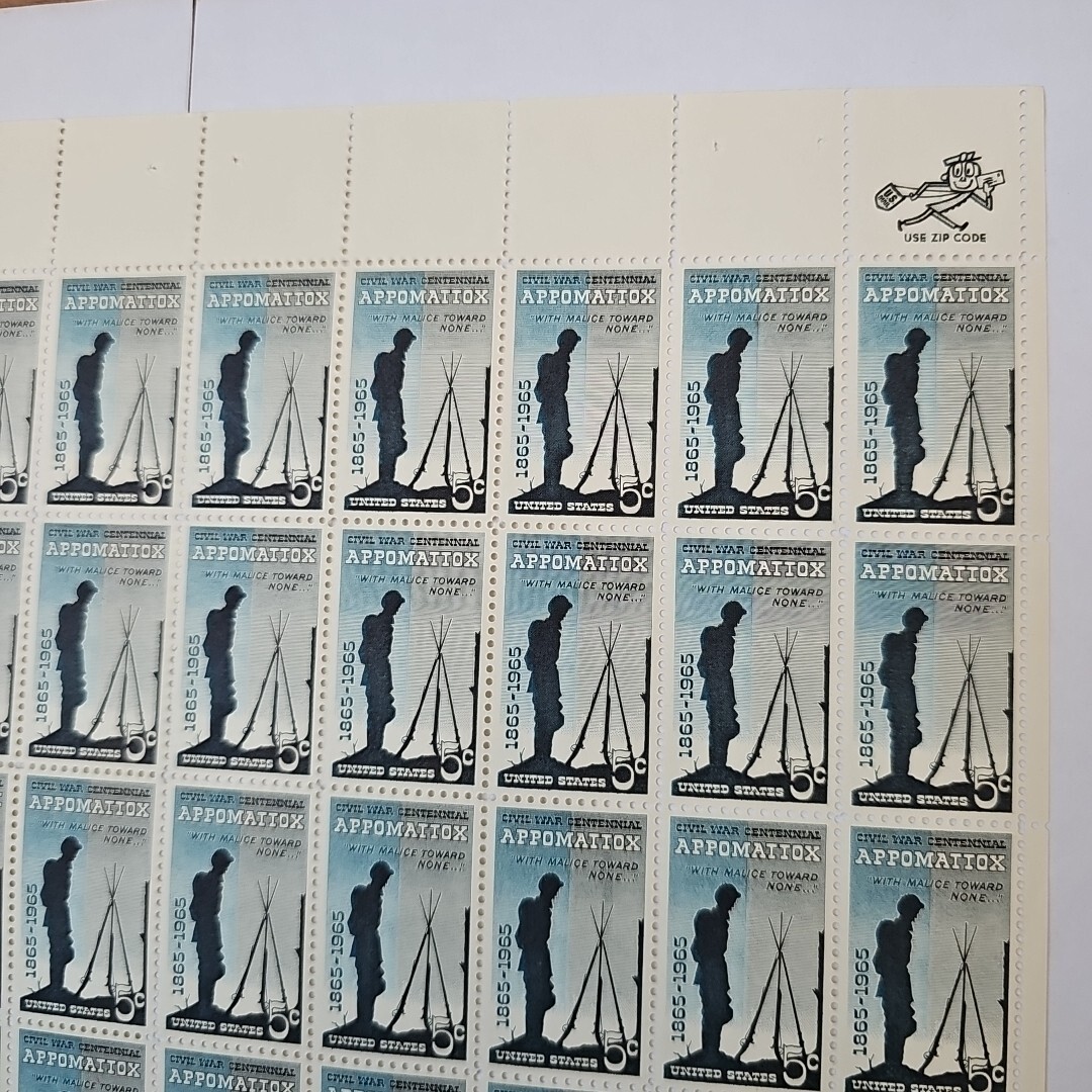 Stamp US Postage 5c 5 Cent Sheet OF 50 Stamps Civil War Centennial Appomatiox