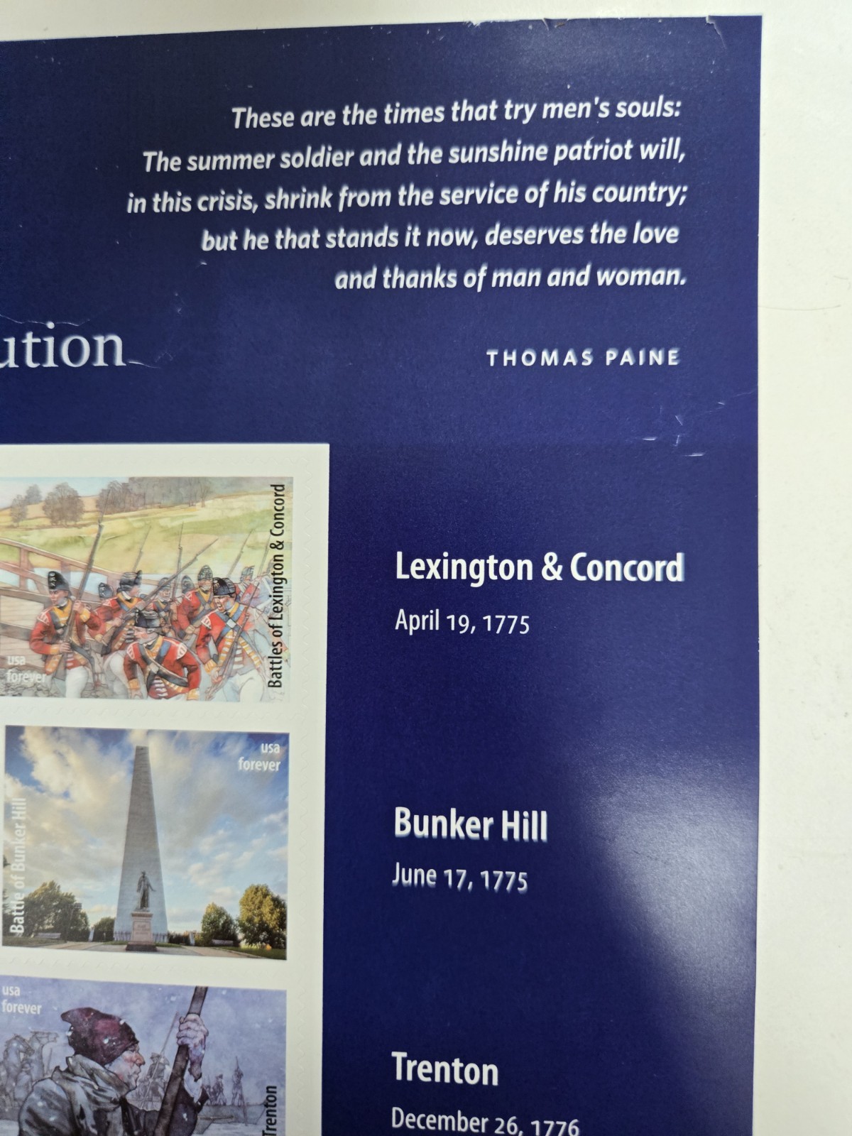 USPS Battlefields of the American Revolution Sheet of 15 Stamps – MNH