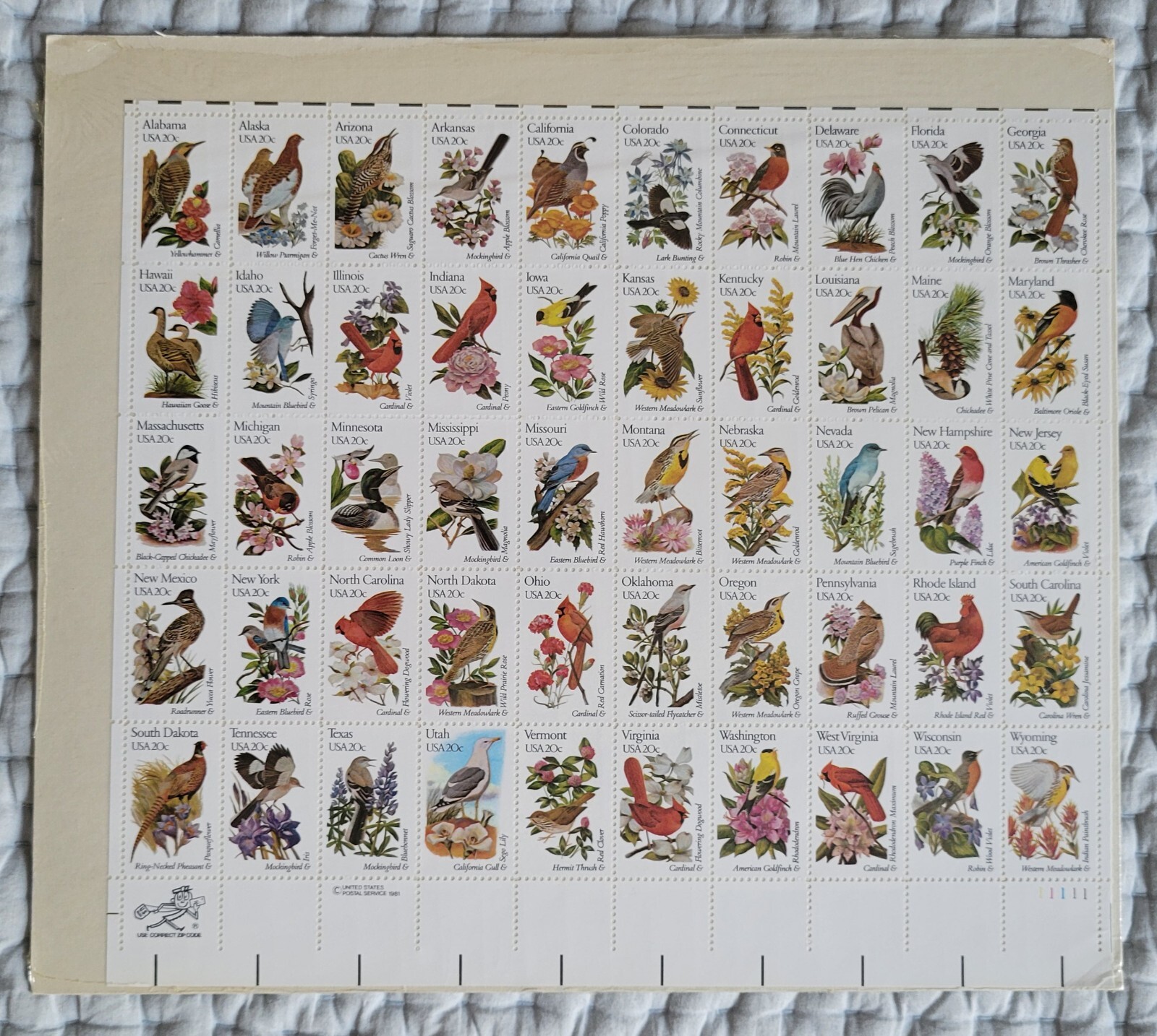 FIFTY 50 STATE BIRDS AND FLOWERS MINT SET Item 801 SEALED MNH BRAND NEW & Mailer