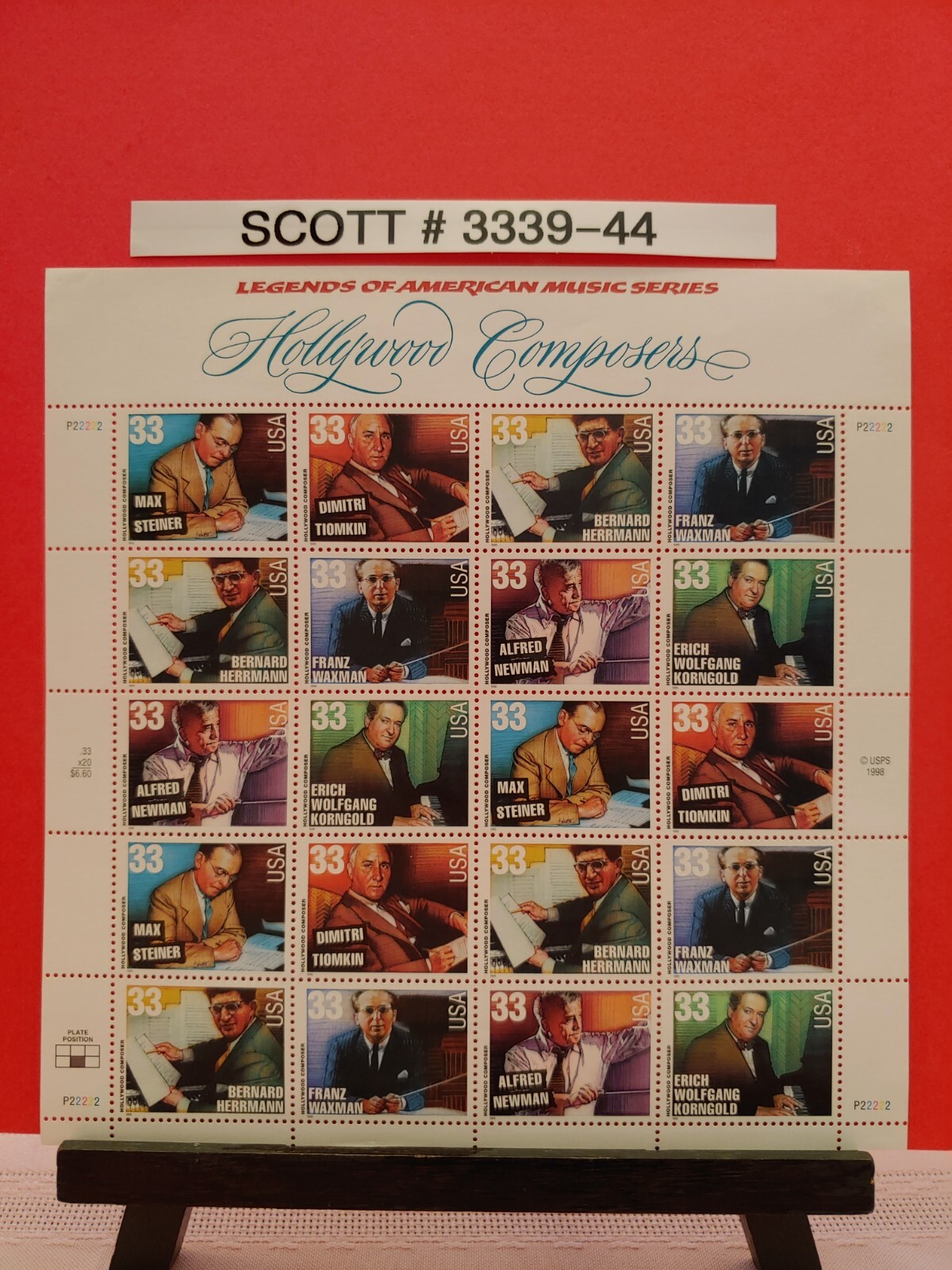Scott # 3339-44 Hollywood Composers Legends of American (33 cent postage stamps)