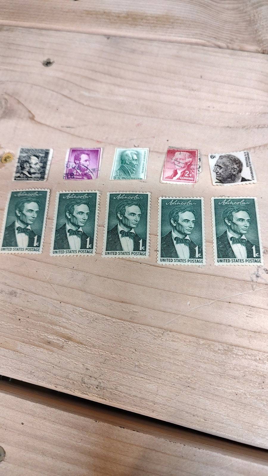 Stamp Lot Lincoln 1 Cent 4 Cent Jackson 1 Cent Jefferson 2 Cent Roosevelt 6 C