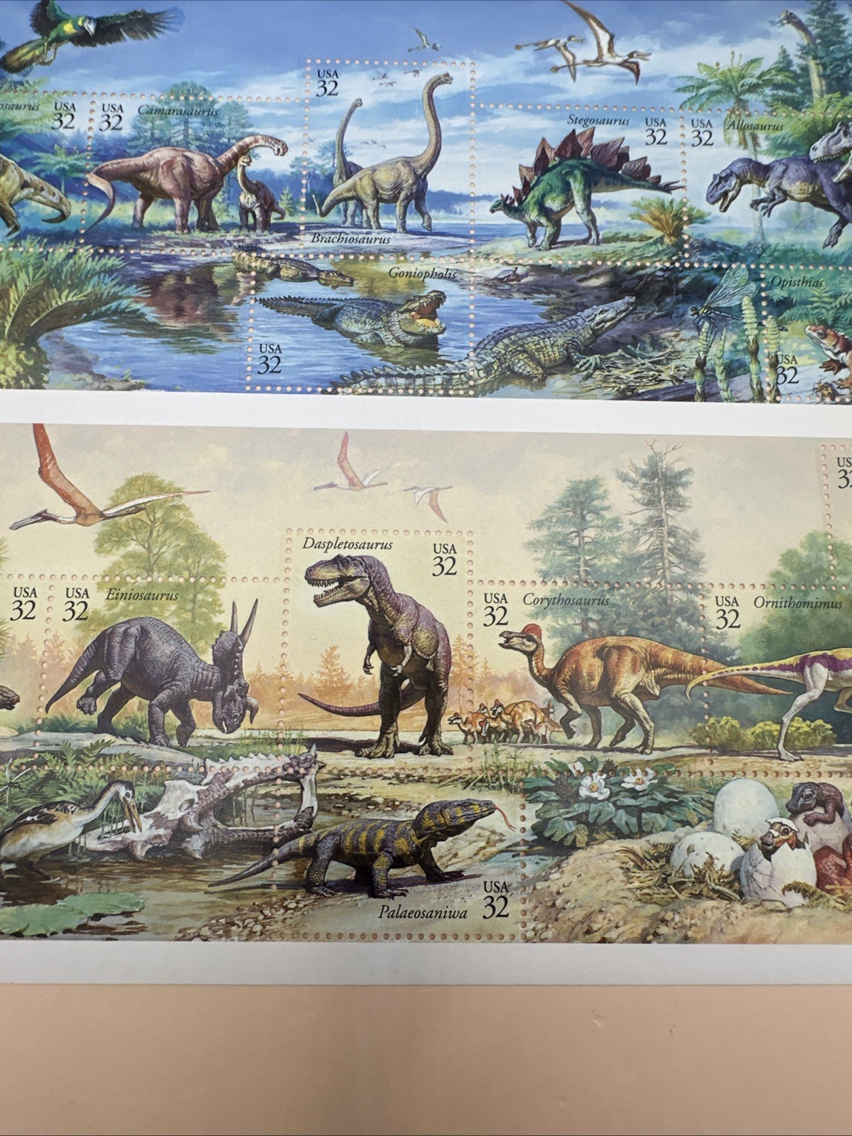 Full Sheet of 15 THE WORLD OF DINOSAURS 32¢ US Postage Stamps USA Mint Unhinged