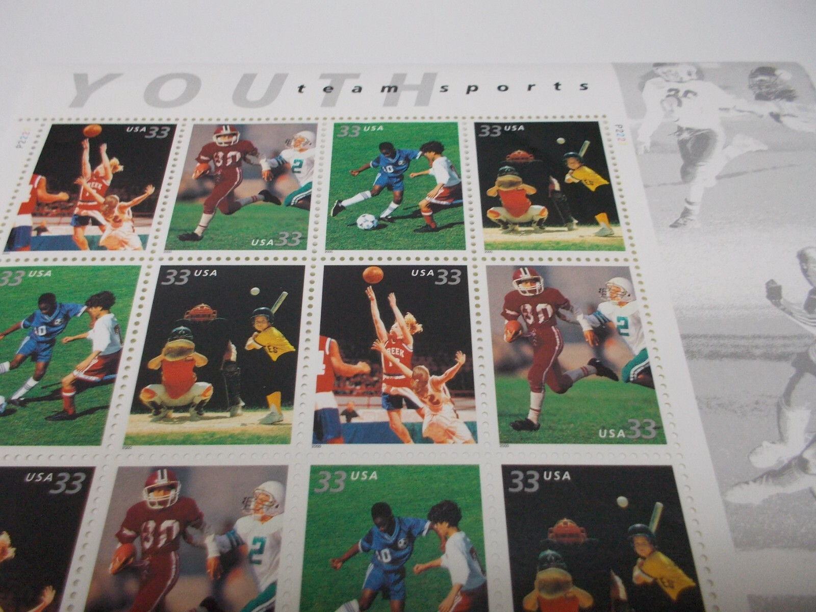 #3399-3402 SHEET OF 20 YOUTH TEAM SPORTS 33 Cent Postage Stamps 1999 MINT
