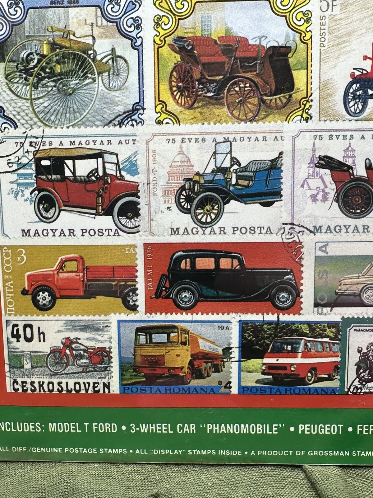 LOT OF 50 AUTOMOBILE STAMPS – CARS FERRARI BENZ PEUGEOT PHANOMOBILE etc