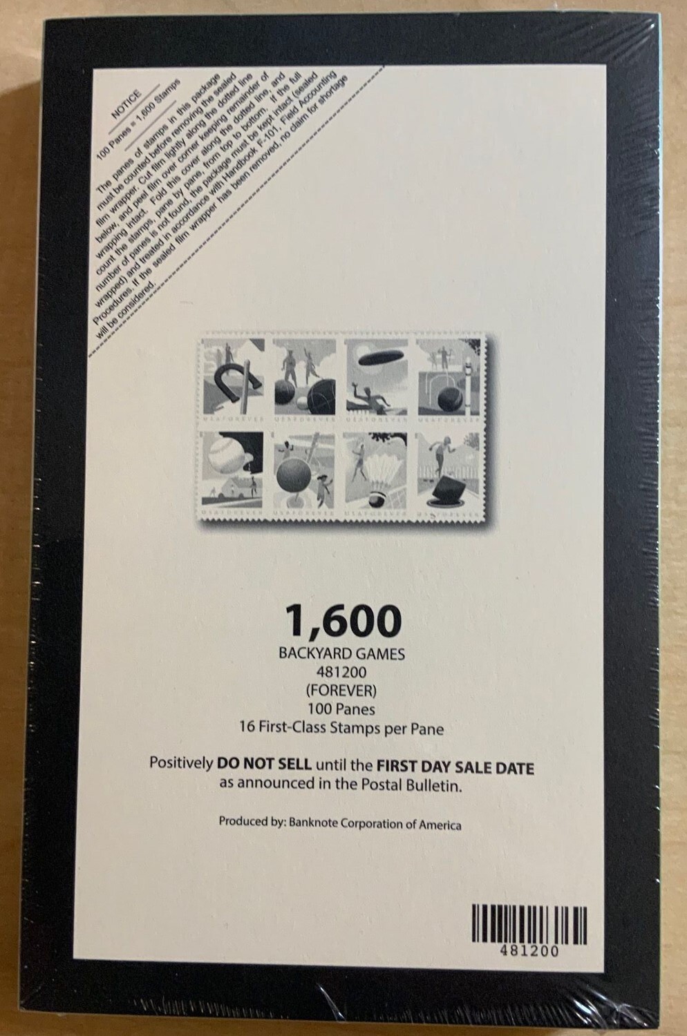 Backyard Games Full Sealed Pad of 100 Sheets (1600 Stamps) Scott 5627-34