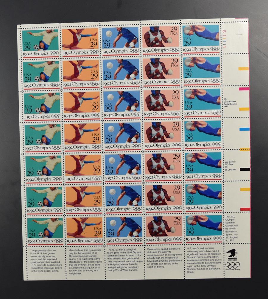 US SCOTT 2637 – 2641 PANE OF 35 OLYMPIC SUMMER GAMES STAMPS 29 CENT FACE MNH