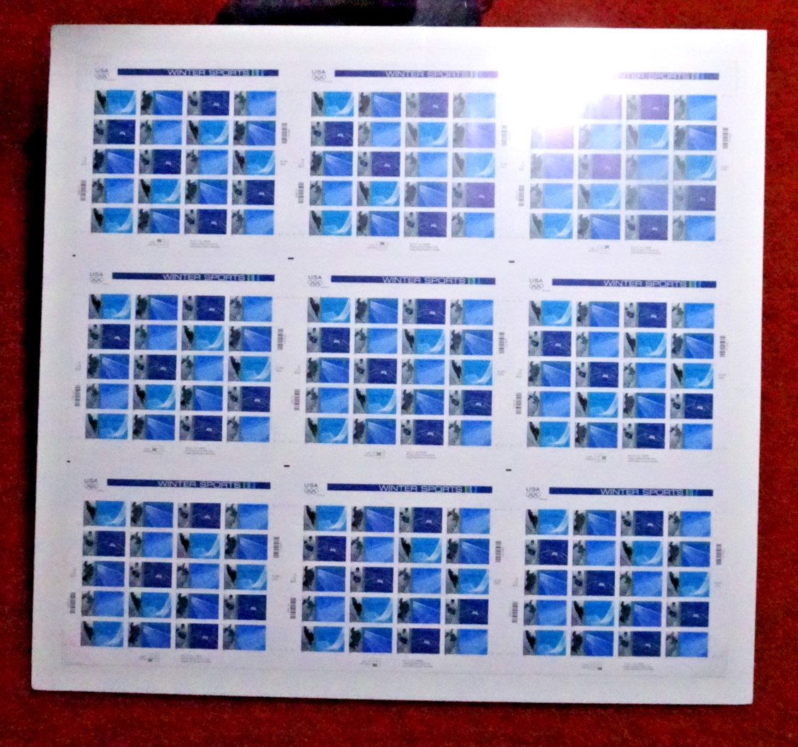 US 3552-55 WINTER OYLMPIC UNCUT PRESS SHEET 9 PANES PROFESSIONALLY SHRINK WRAP