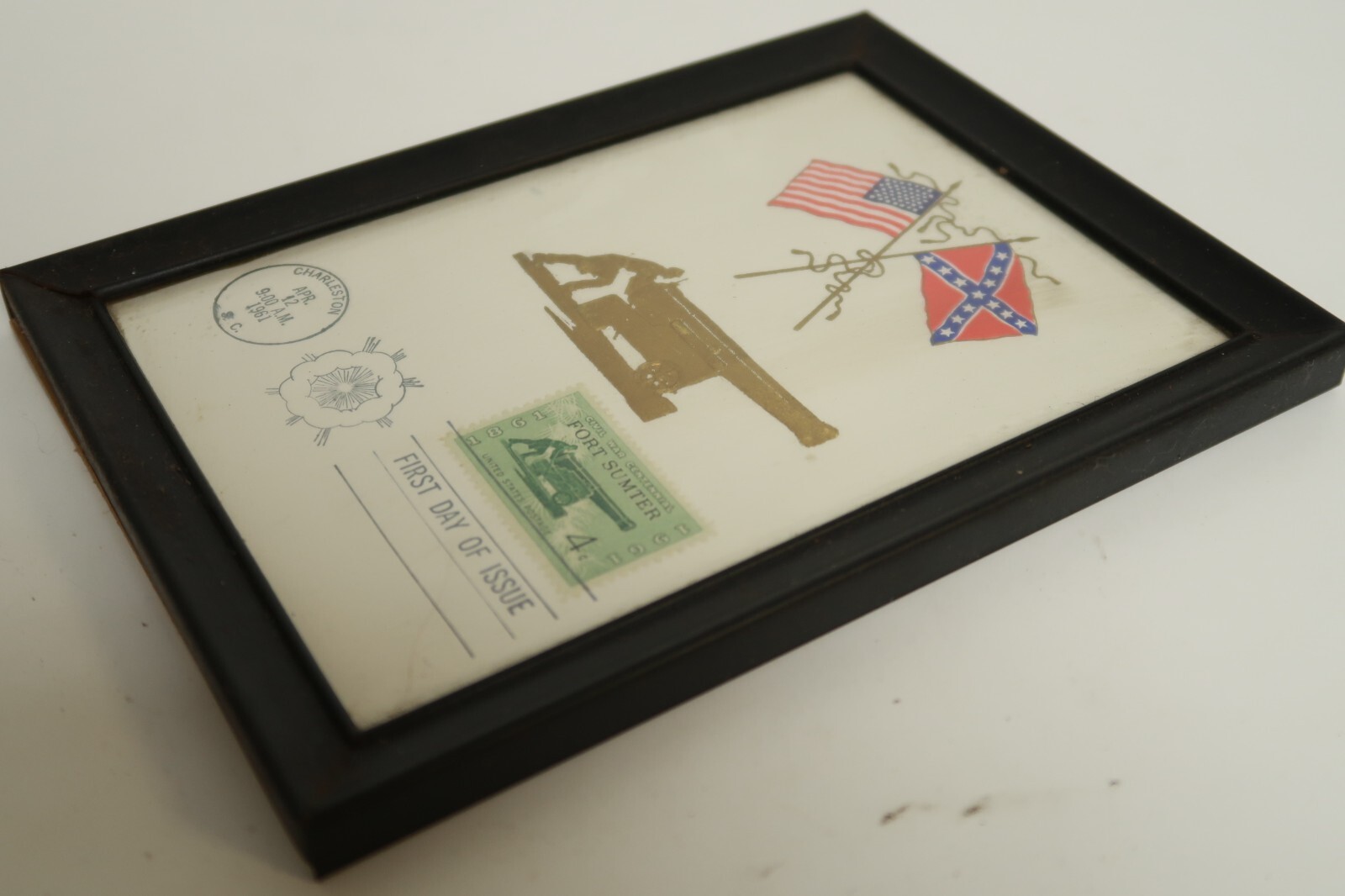 First Day of Issue Charleston 1961 Fort Sumter Stamp Framed 7″ x 5″