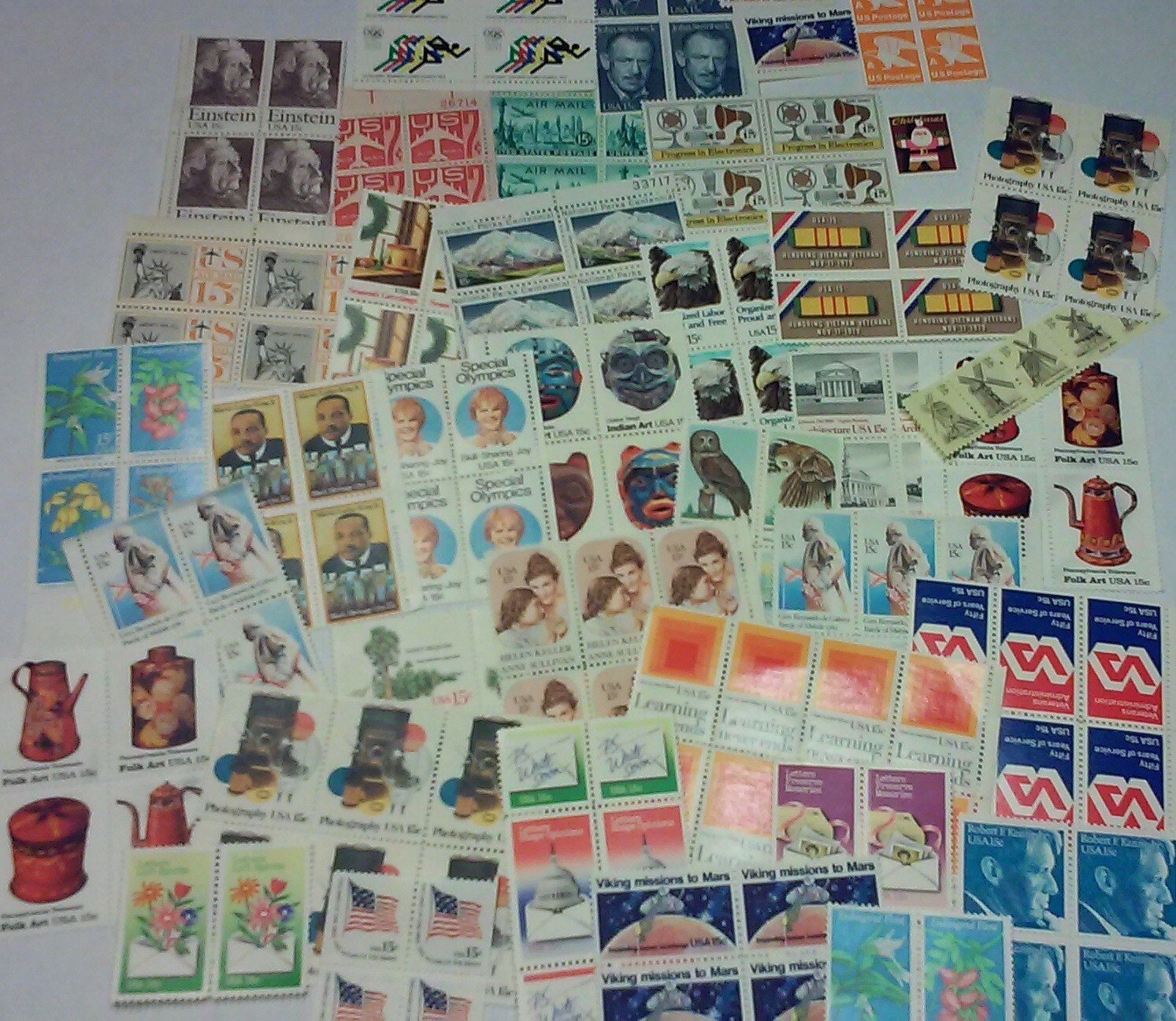 Usable 100 Assorted Mixed Multiples & Singles of 15¢ US Postage Stamps FV $15.00