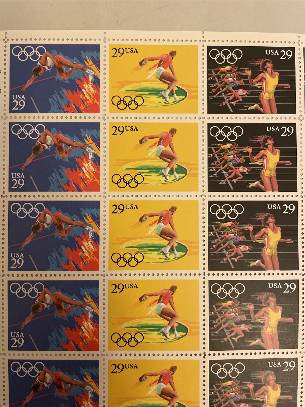 US SCOTT 2553 – 57 PANE OF 40 SUMMER OLYMPIC STAMPS 29 CENT FACE