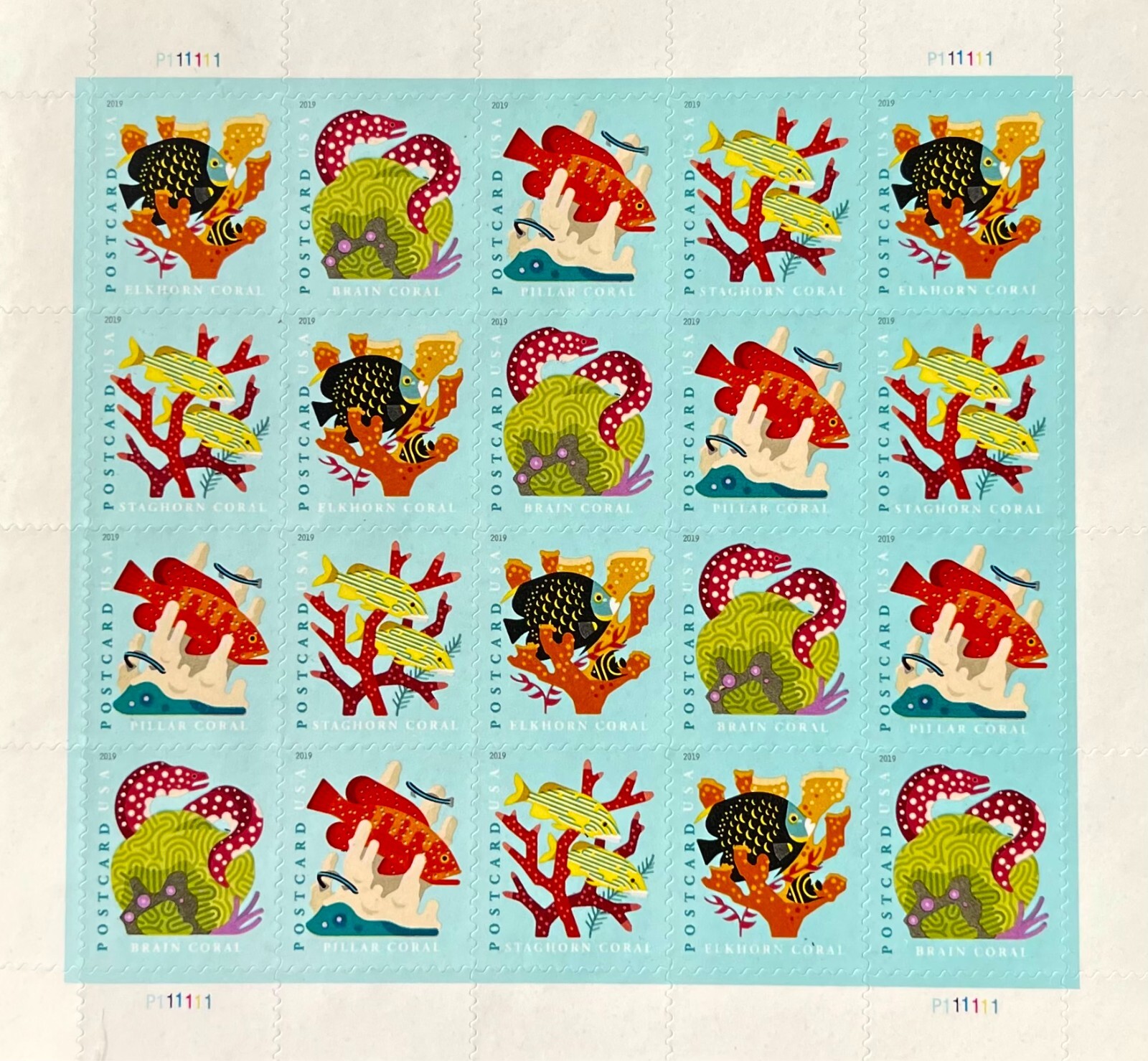 CORAL REEF 2018 Vintage USPS STAMP PAGE United States Postal Service STAGHORN