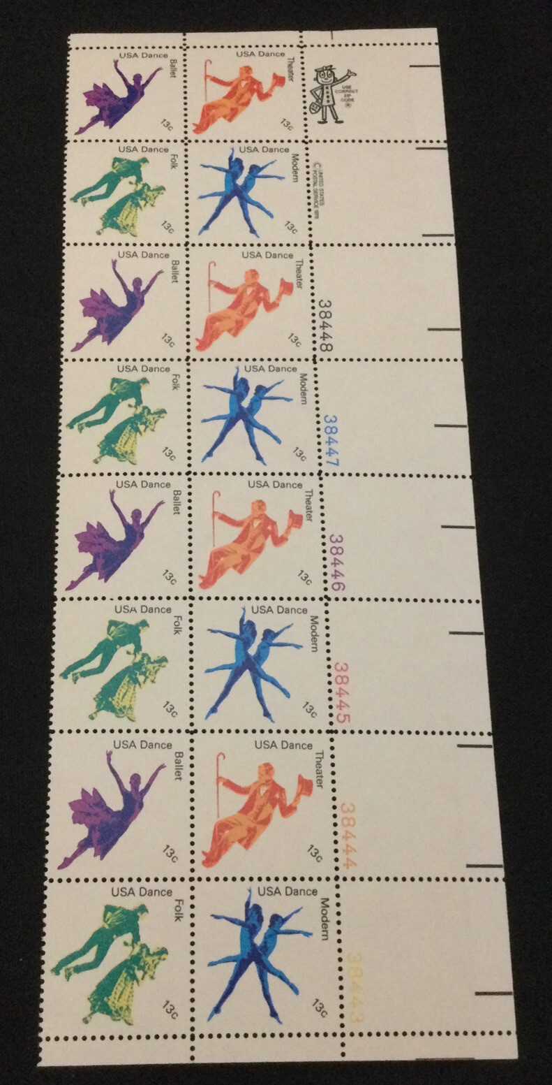 16 USPS Stamps 13 Cent – American Dance Issue – Scott 1749,50,51,52 MNH