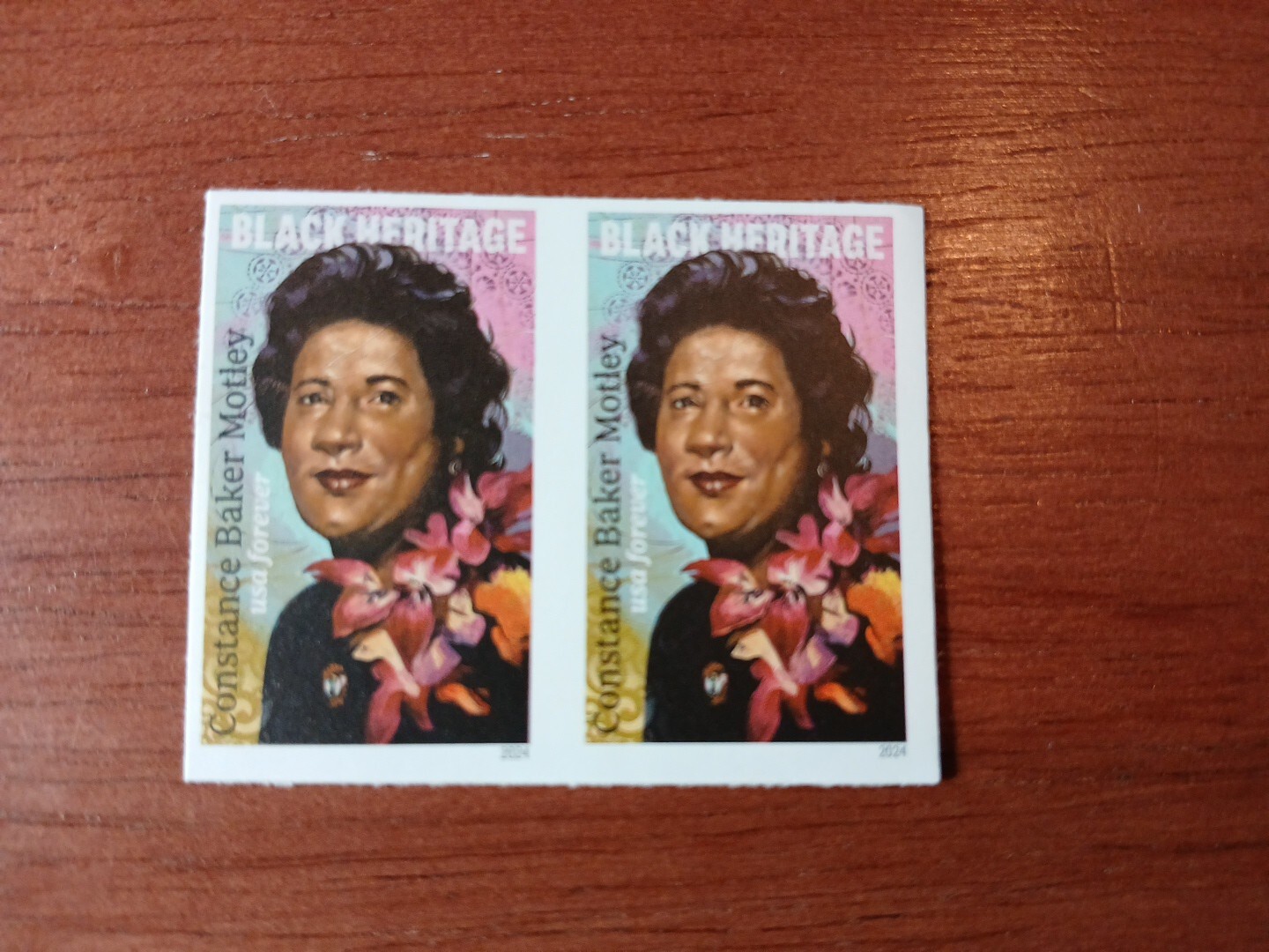 USA 2024 Sc #5830a 4ever CONSTANCE BAKER MOTLEY Imperf/NDC Horizontal pair Mint