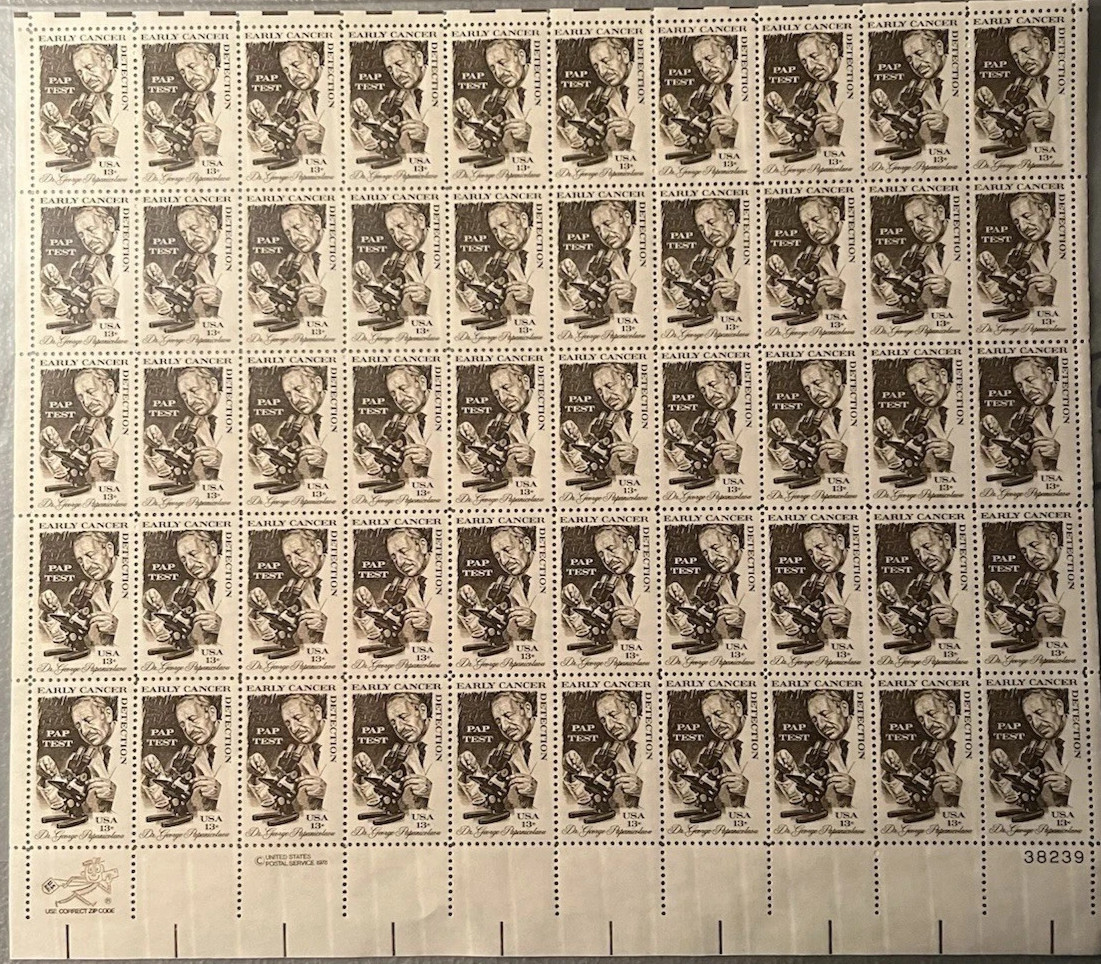 Bk 5 Scott 1754 13 Cent Early Cancer Detection Stamp Full Sheet Of 50 MNH