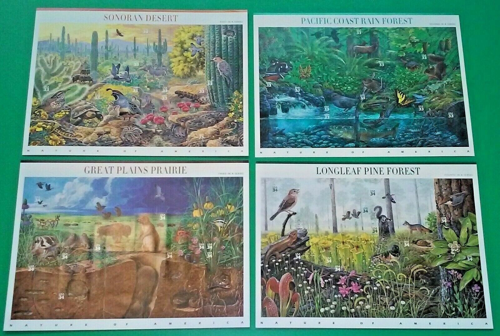 Complete Set of 12 NATURE OF AMERICA Sheets US Postage Stamps USA Sc 3293 – 4474