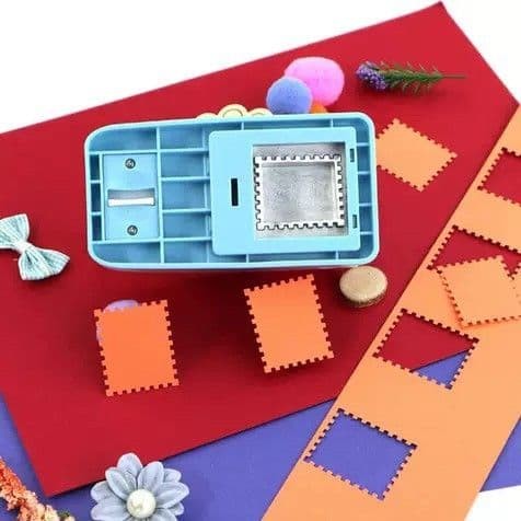 Craft punch, stamp shape, white/blue, 8.5cm