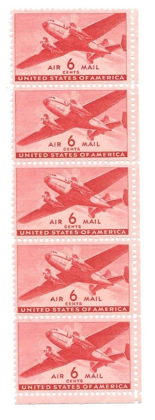 Rare: 6 cents Air Mail (5) Stamps 1940’s