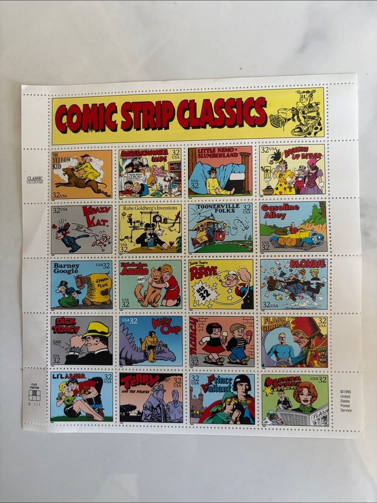 1995 Comic Strip Classics US Stamp Sheet