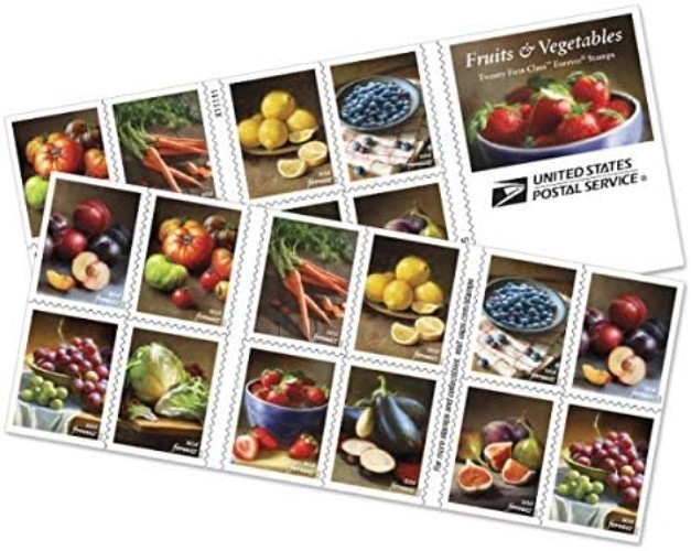 Fruit and Vegetables Postage Stamps Booklet of 20
