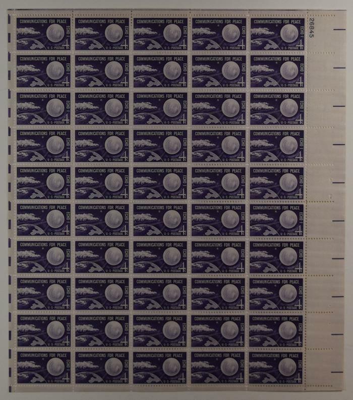 US SCOTT 1173 PANE OF 50 COMMUNICATIONS FOR PEACE 4 CENT FACE MNH