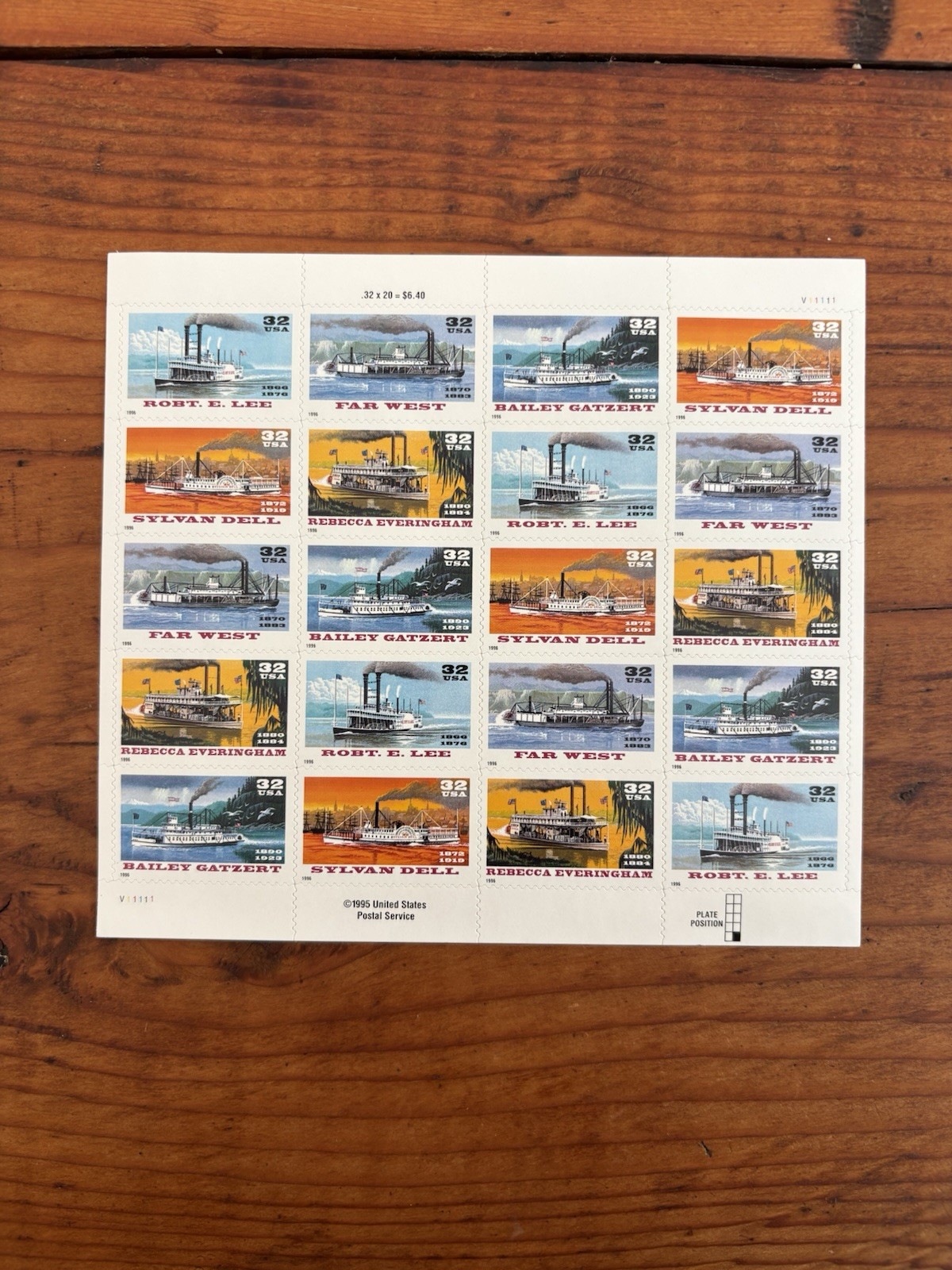 US SCOTT 3091-3095 SHEET OF 20 STEAMBOATS STAMPS 32 CENT FACE MNH Self Stick