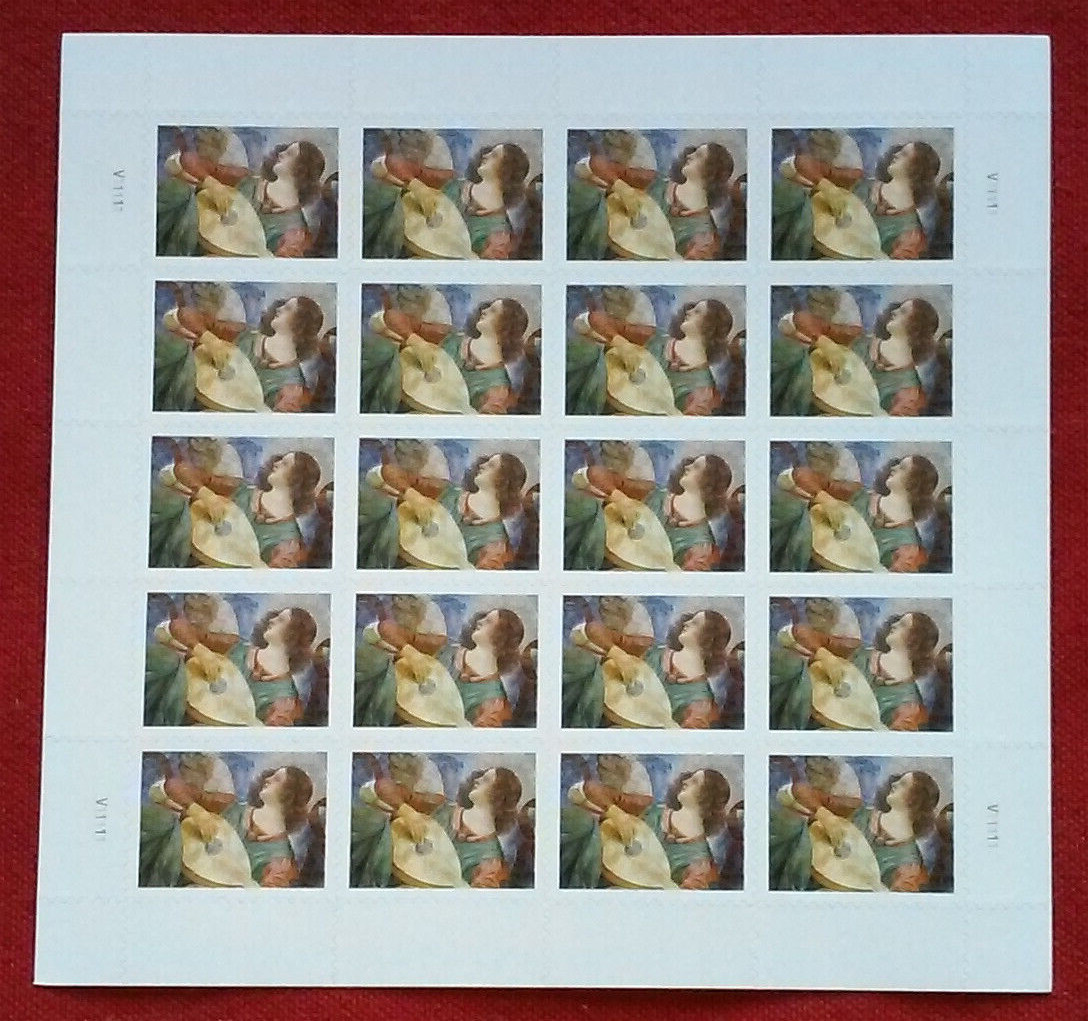 TWO (2) Sheets x 20= 40 of ANGEL WITH LUTE 44¢ US Postage Stamps. USA Sc # 4477