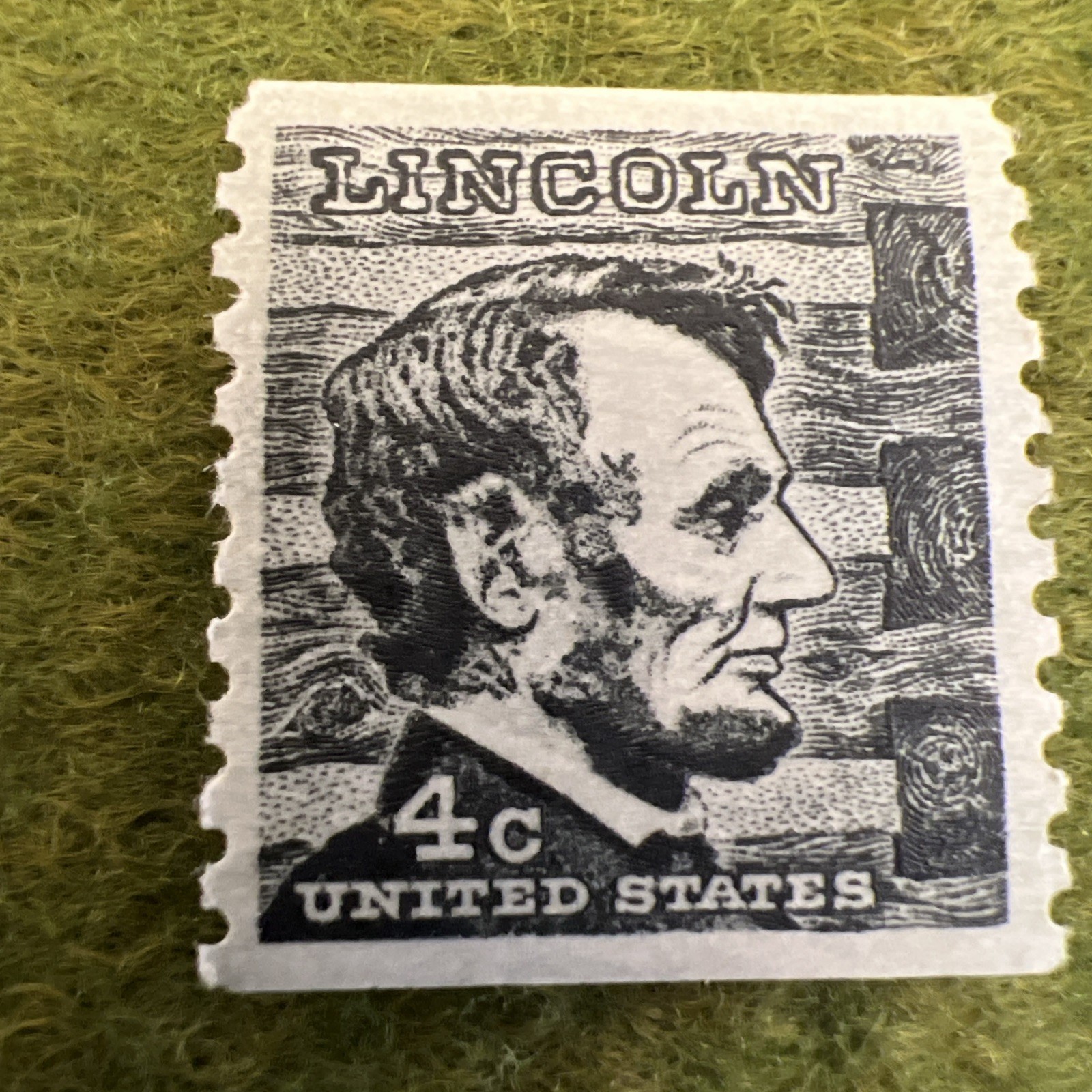 Vintage Black & White Abraham Lincoln US 4 Cents Postage Stamp 4c