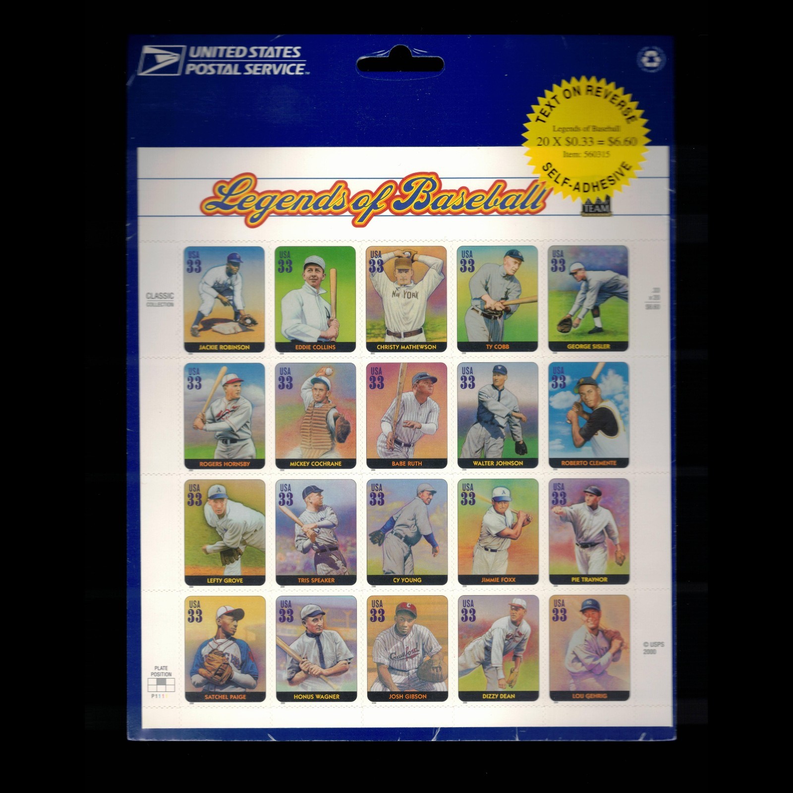 United States, Scott 3406, $15, Legends of Baseball, 2000, MNH, 116783