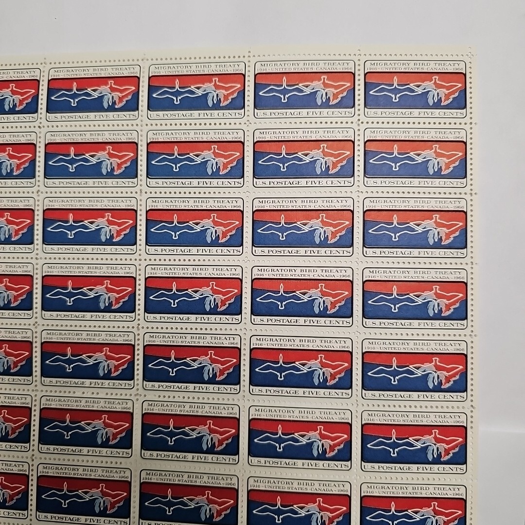 Stamp US Postage 5c 5 Cent Sheet OF 50 Stamps Migratory Bird Treaty 1916-1966