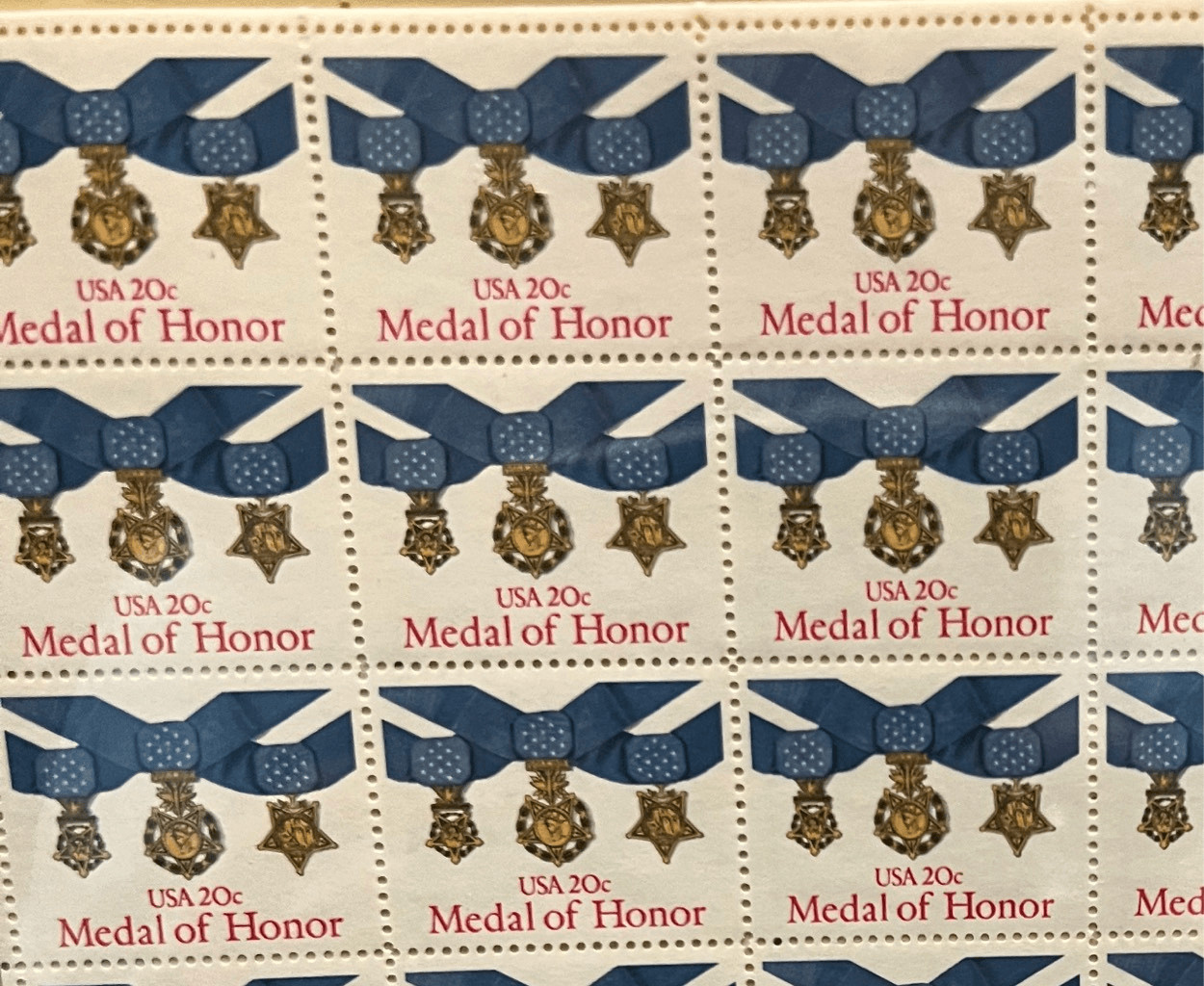 MNH 1983 Medal of Honor 40 20c Sheet of Stamps Scott #2045
