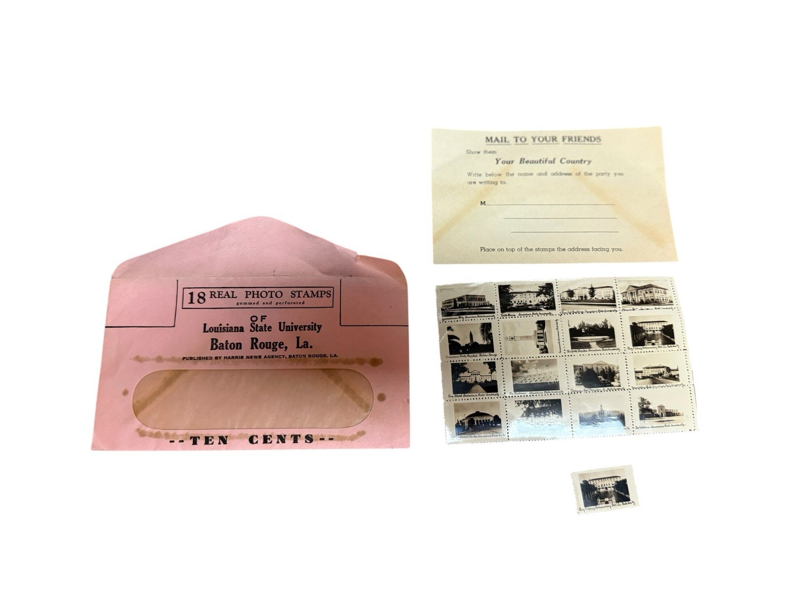 Vintage Real Photo Stamps of Louisiana State University LSU