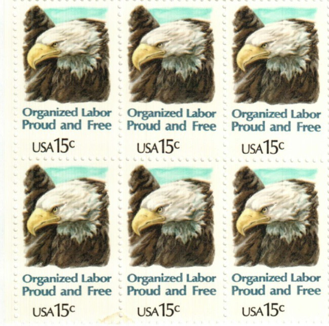 United States 15¢ Eagle Organized Labor Postage Stamp #1831 x 100 singles