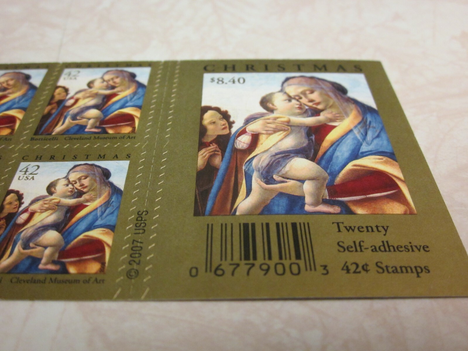 #4339 CHRISTMAS BOTTICELLI CLEVELAND MUSEUM ARTS Pane of 20 42 Cent Stamps MNH