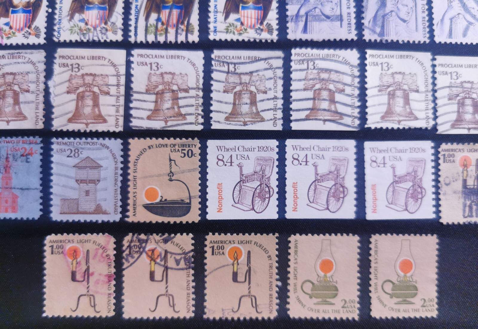 US American Series Postage Stamp Set Varieties In Used And Mint Condition.