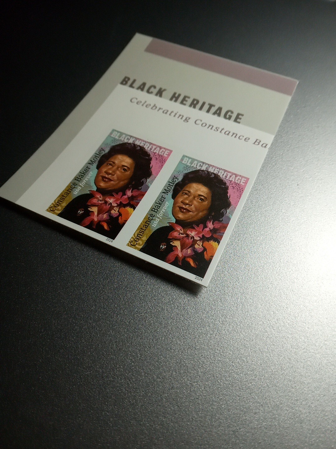 USA 2024 Sc #5830a 4ever CONSTANCE BAKER MOTLEY Imperf/NDC Horizontal pair Mint