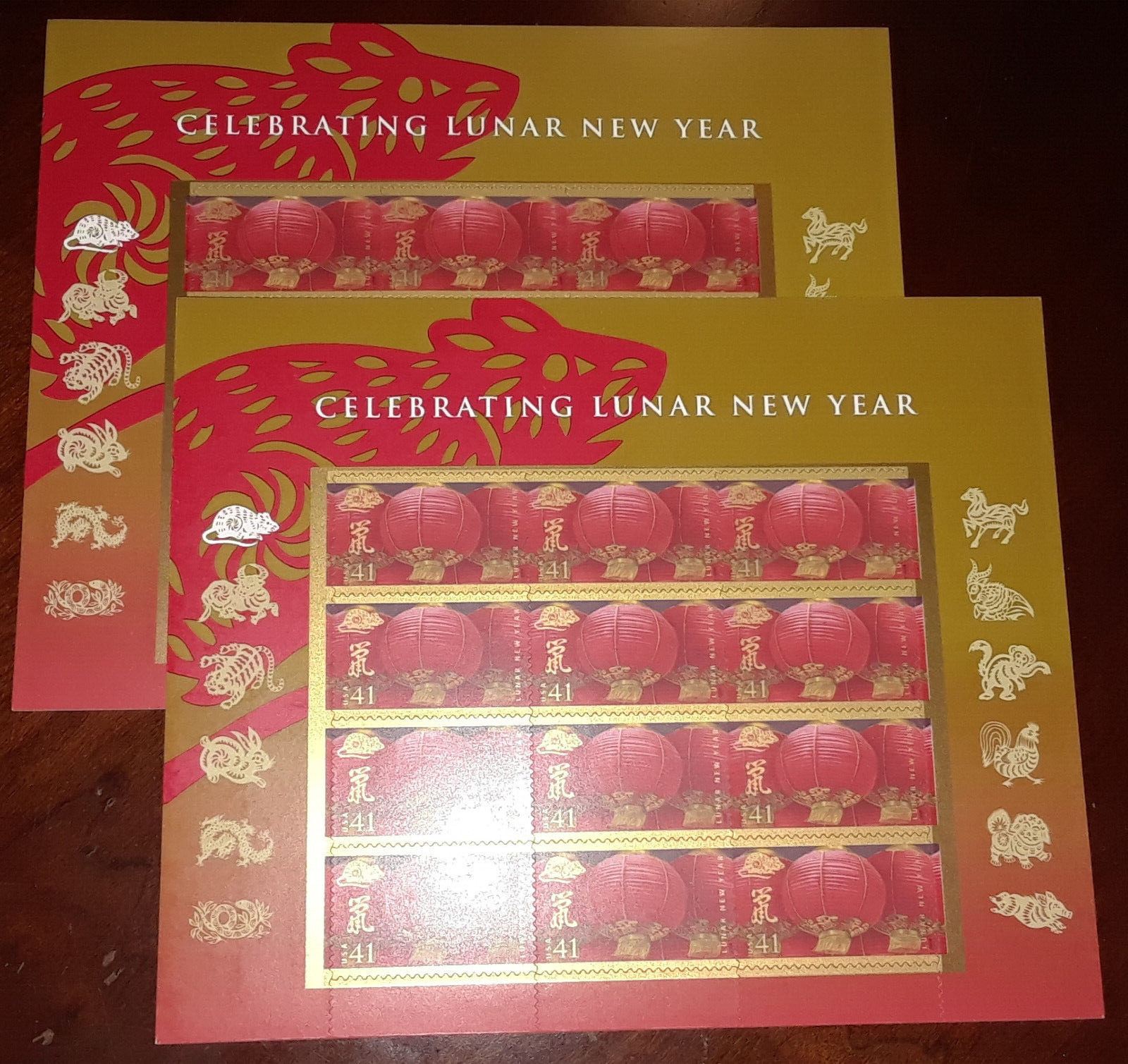 Four Sheets of CHINESE NEW YEAR (YEAR OF THE RAT) 41¢ US Postage Stamps Sc# 4221