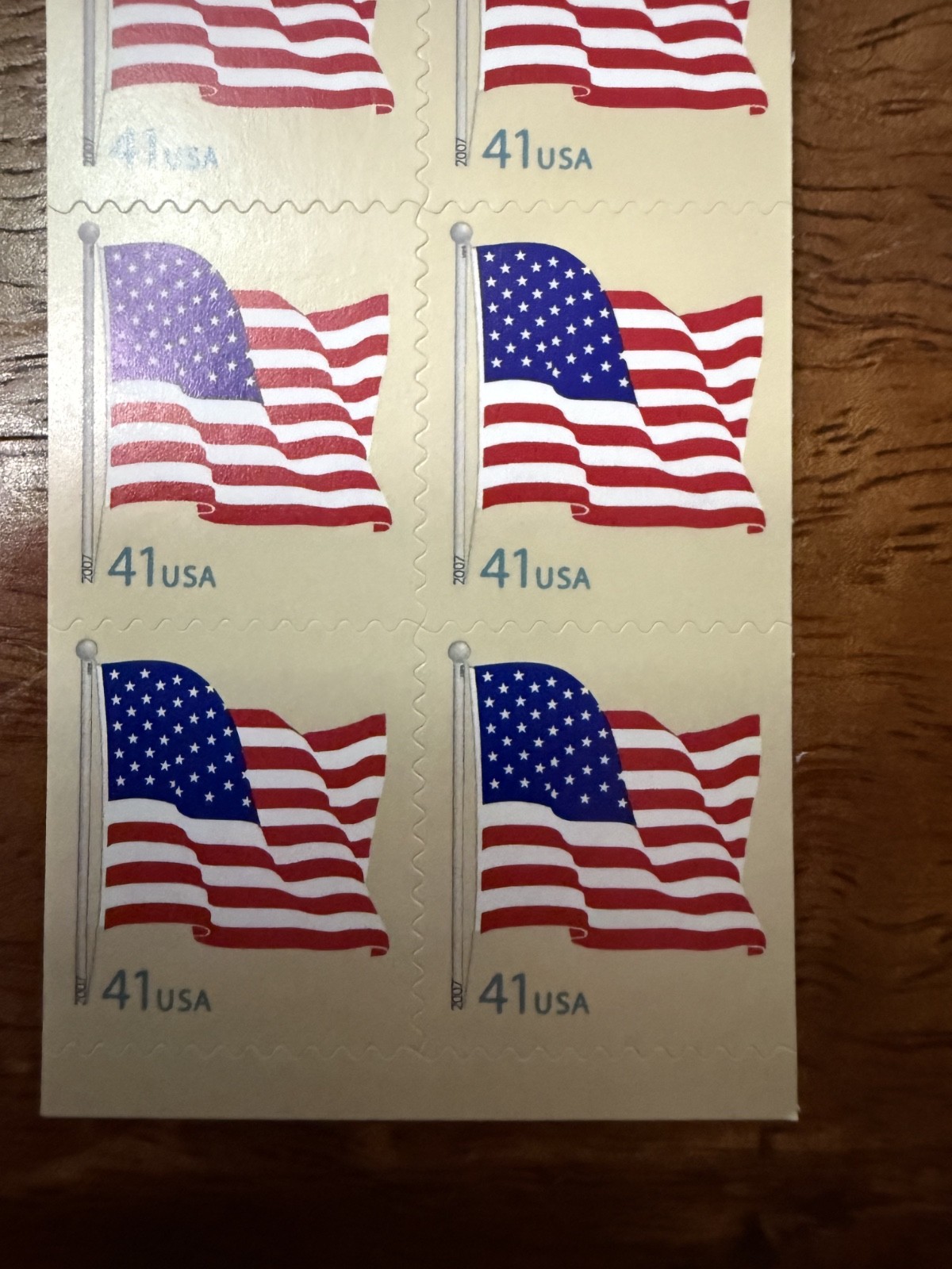 US – 2007 – #4190A American Flag 3 Booklets of 10 x 41c Adhensive Stamps