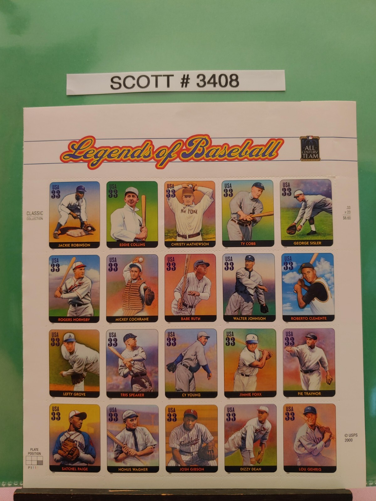 Scott # 3408 Legends of Baseball (33 cent postage stamps)