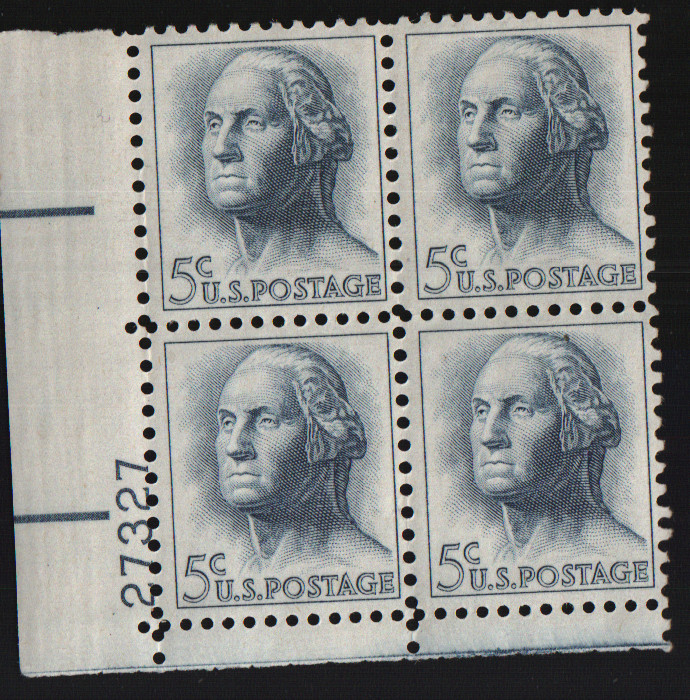 1962 5c George Washington Block of Four Scott #1213 ST140