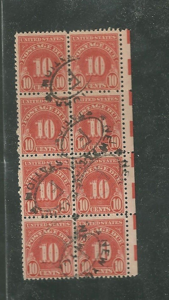 1930 Block Of 8 Scott J74 10 Cents Postage Due Stamps