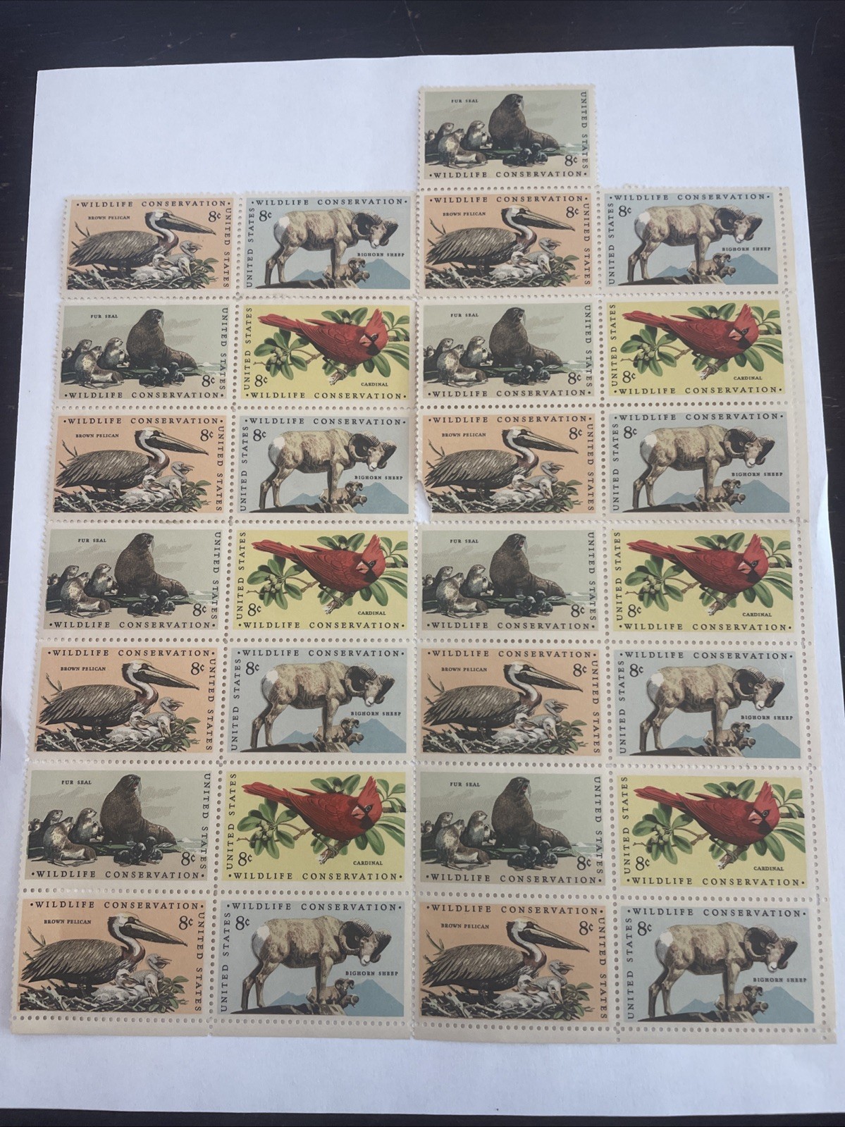 US SCOTT 1464-1467 PANE OF 32 WILDLIFE CONSERVATION STAMPS 8 CENT FACE MNH