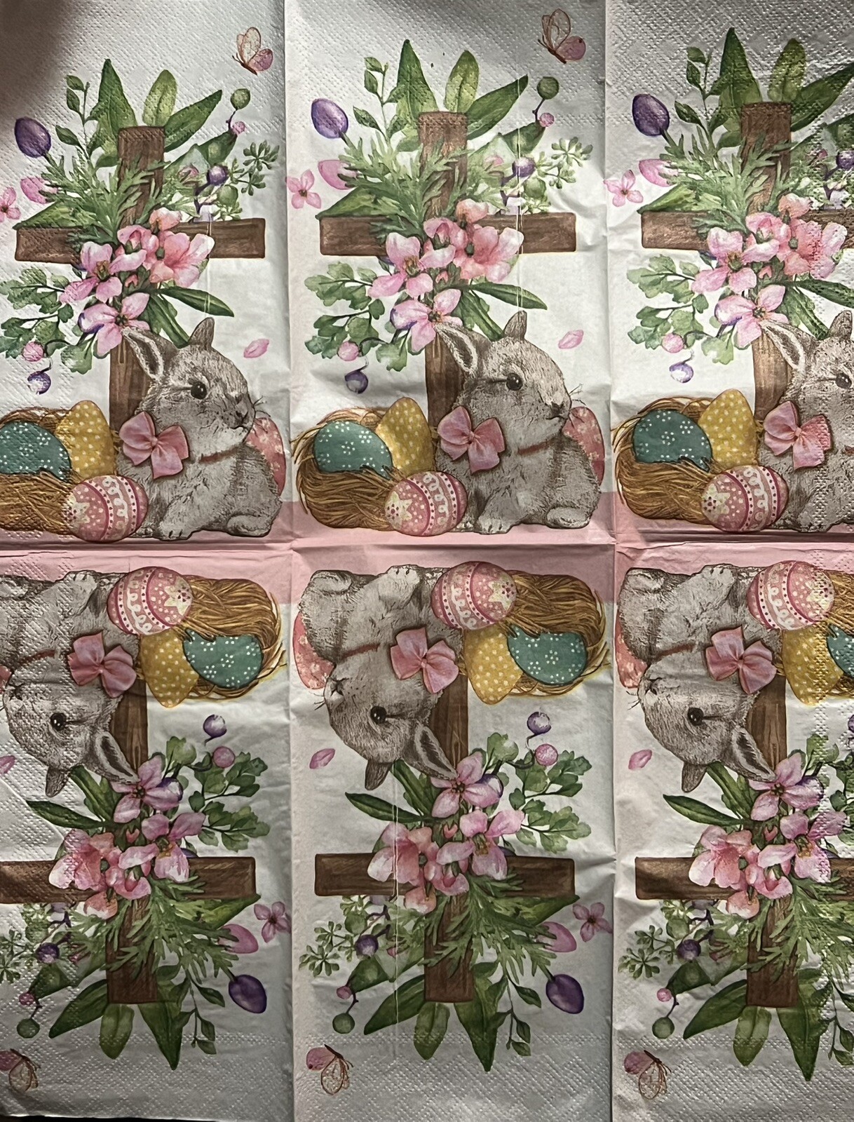 TWO Paper Dinner Decoupage Art Craft Napkins – EASTER Bunny/cross /floral/heaven