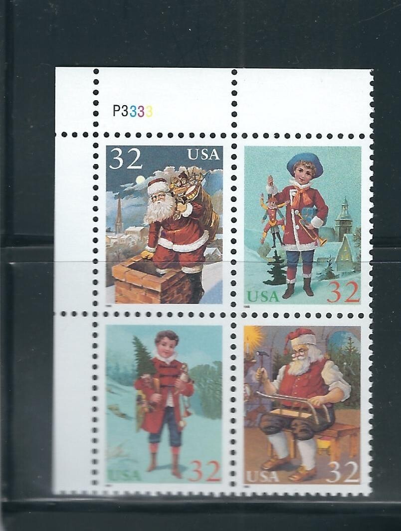 USA SC # 3007a Christmas 1994 . Block of four plate number . MNH…