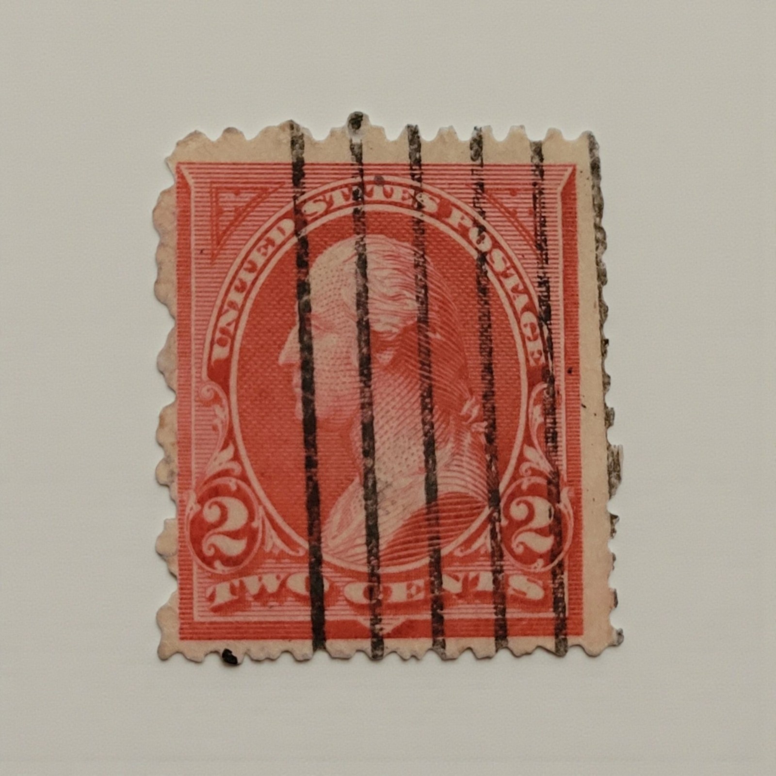 1894 Scott #252 George Washington Carmine Type III, 2-Cent Stamp Post Marked