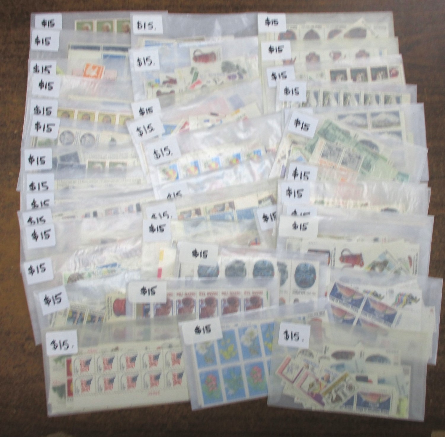 Discount Postage – 15¢ Values , 5 Packages of 100, Face $75 – Free Ship!