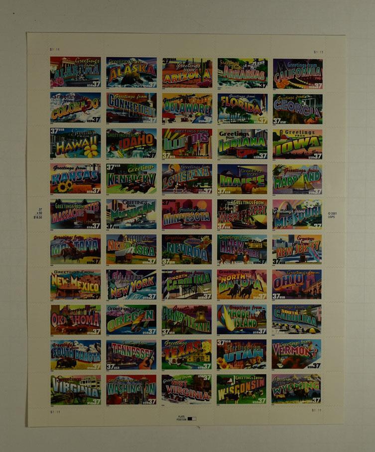 US SCOTT 3696 – 3745 SHEET OF 50 GREETINGS 37 CENT FACE MNH