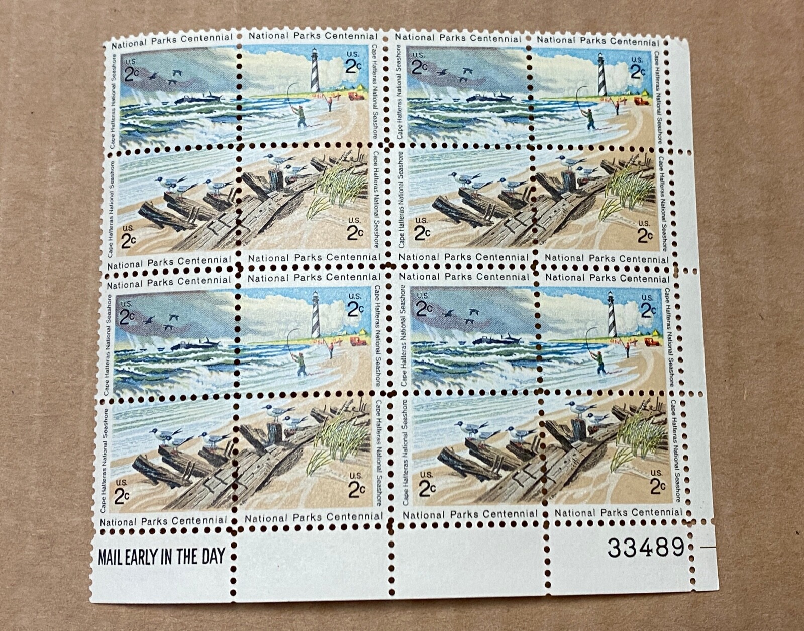 US Postage Block of 16 National Parks Cape Hatteras 2c #1448-51