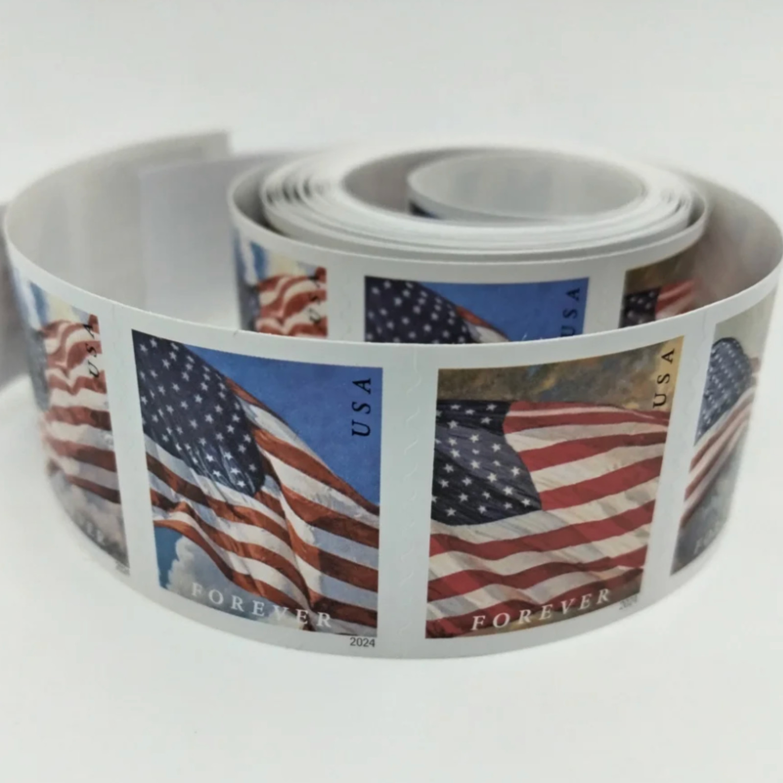 Discounted Rolls Of 100 2024 U.S. Flag First Class US Postage Stamps